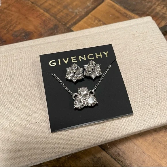 Givenchy | Silver Crystal Snowflake Earrings and Necklace Set NWT - Picture 5 of 6